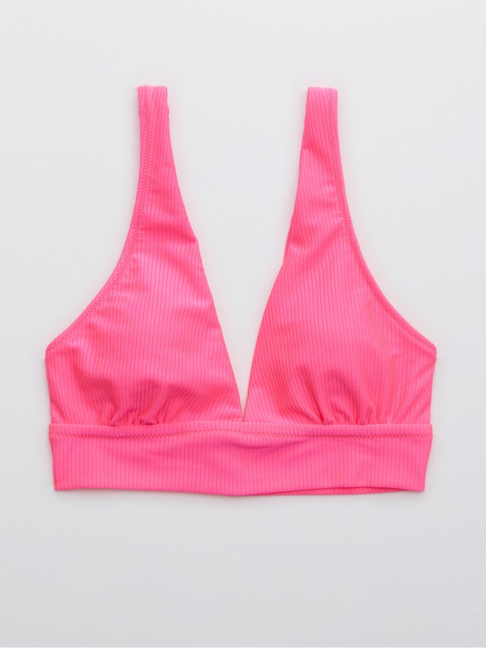 Aerie Ribbed Shine Plunge Longline Triangle Bikini Top